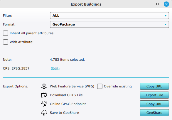 GeoPackage selected as export option