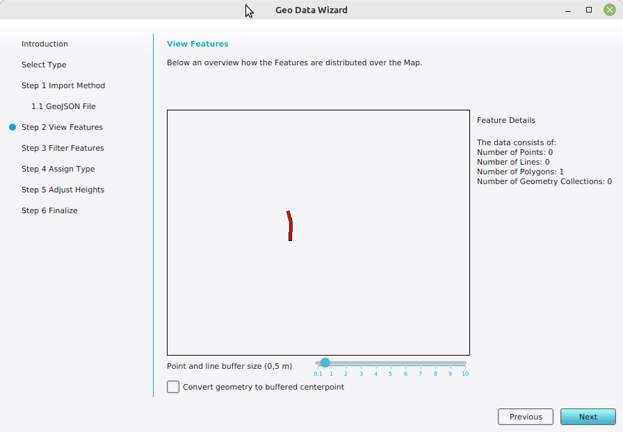 The identified features within the project area.