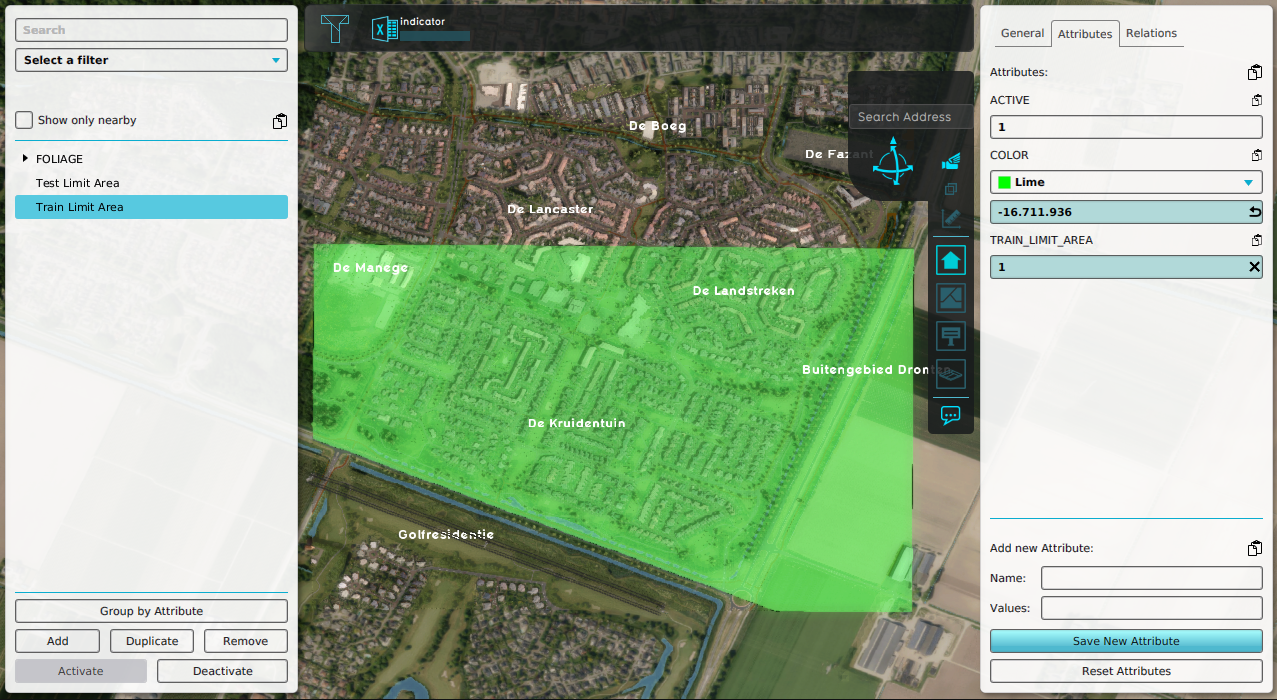 Train limit area used for exporting a Train Dataset.