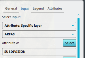 Setting the Input Attribute for the Combo Overlay to the Area Attribute SUBDIVISION.