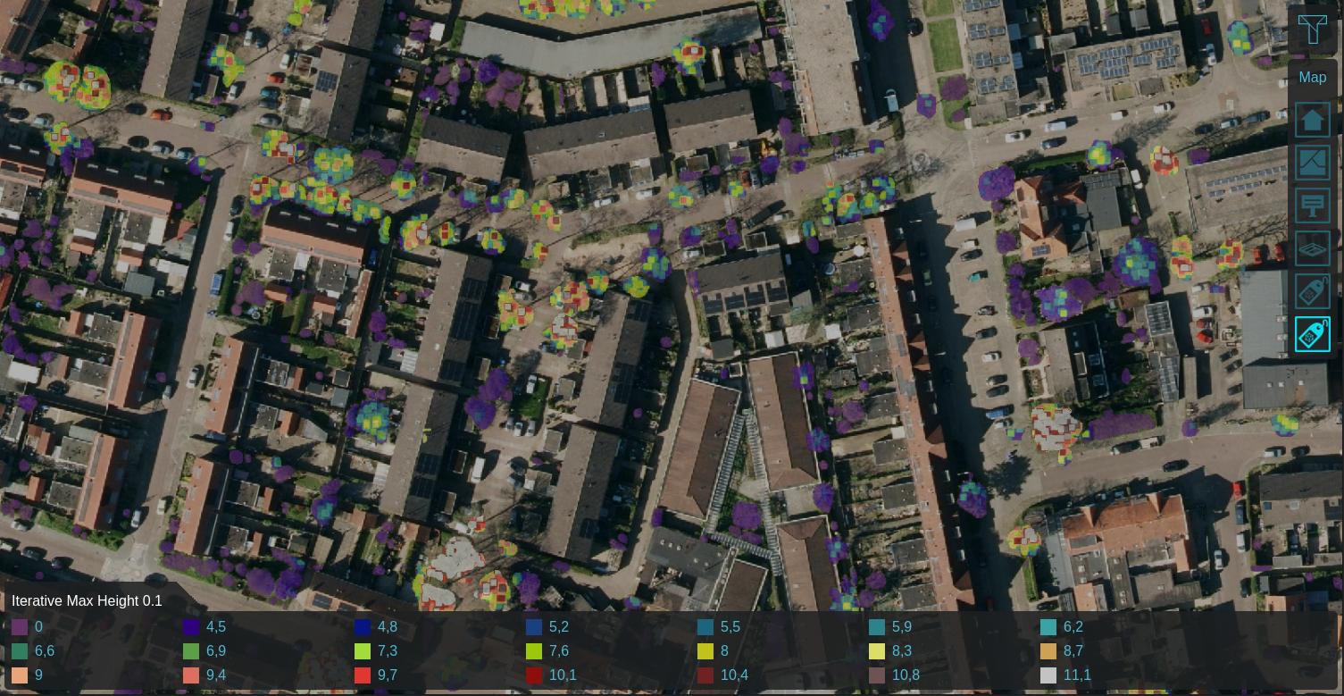 Max neighboring height within 0.25m, iterated 5 times