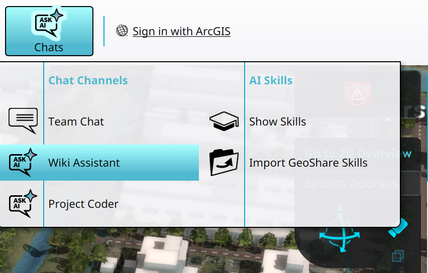 Selecting the Wiki Assistant in the Chats popup