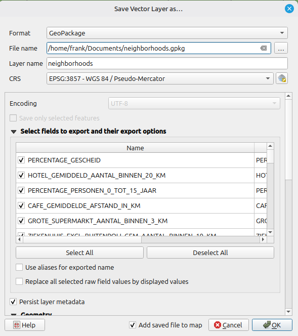 Export layer as GeoPackage.