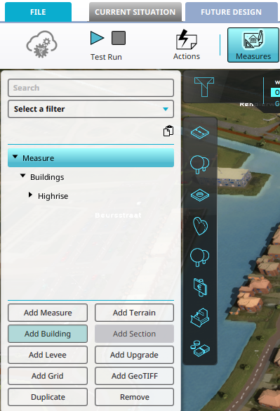 Click on the 'Add Building' button to add a Building to a Measure.
