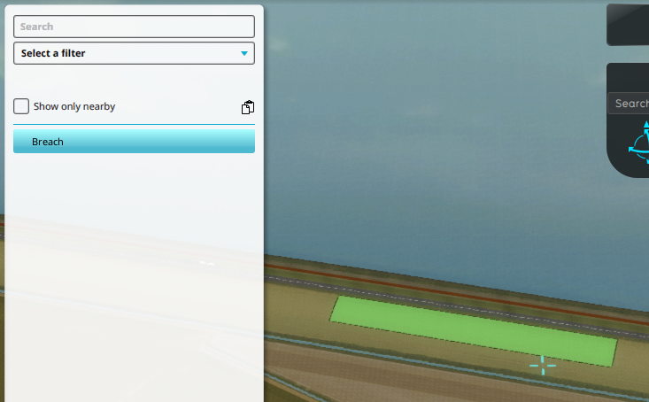 Drawn selection for breach area.