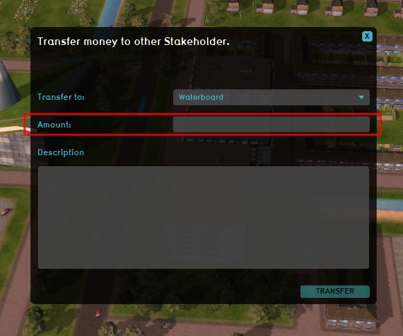 Selecting the amount of money to transfer