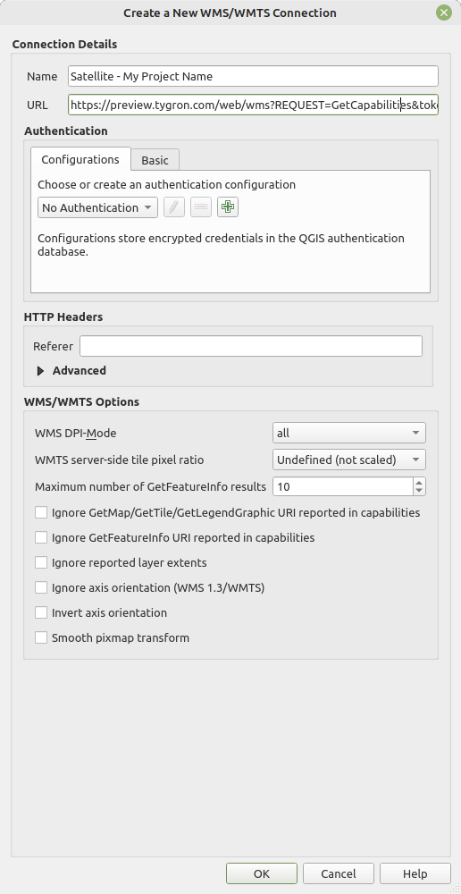 Add a WMS Connection of your project session in QGIS.