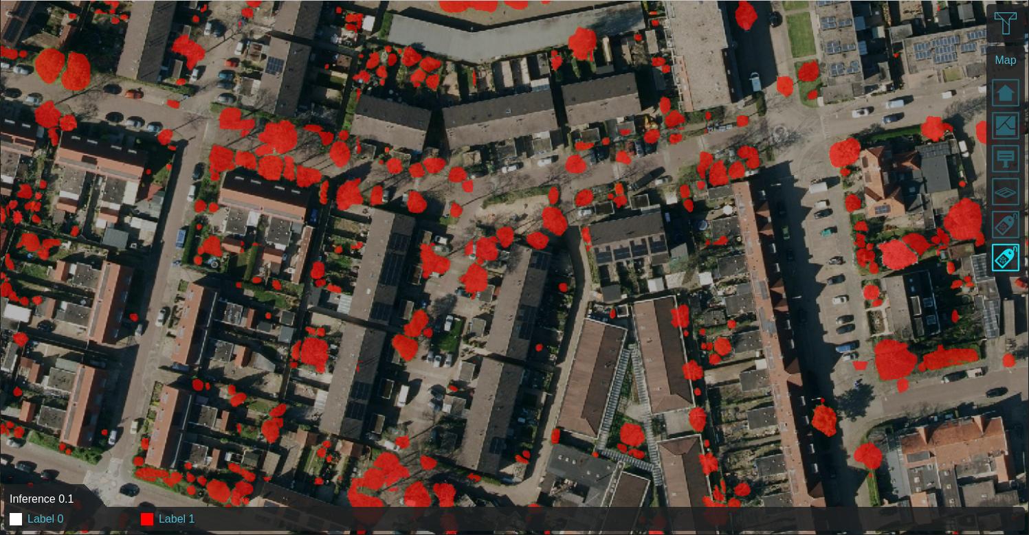 Labeled features on 0.25m satellite image