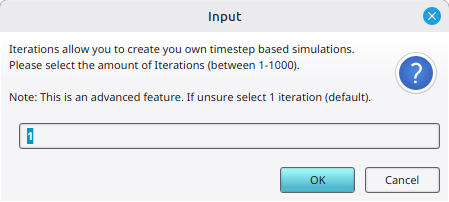 Input dialog for setting the amount of iterations.