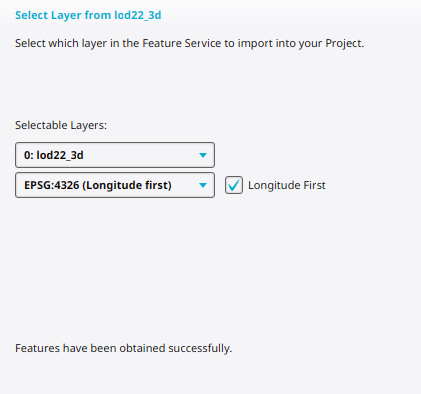 Obtained features for selected Service Layer.