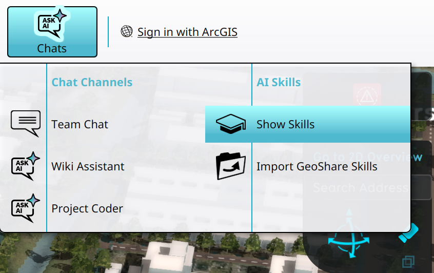 Opening the Skills overview using the Chats popup
