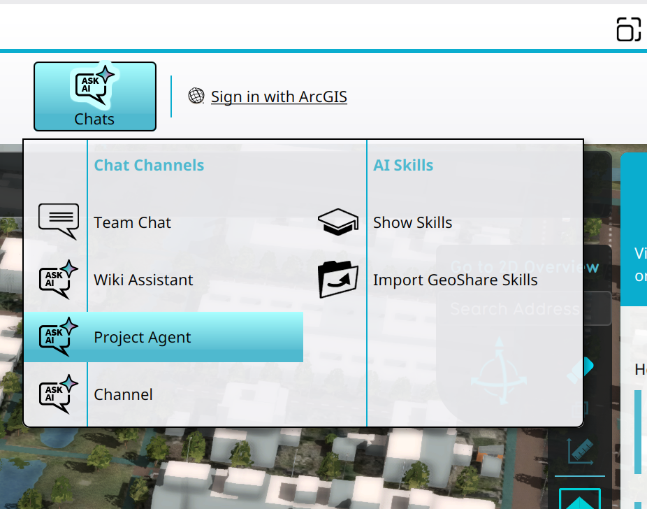 Selecting the Project Agent in the Chats Popup.