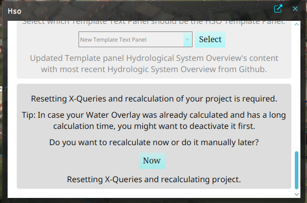 Recalculating the project after installing the required components for the dashboard.