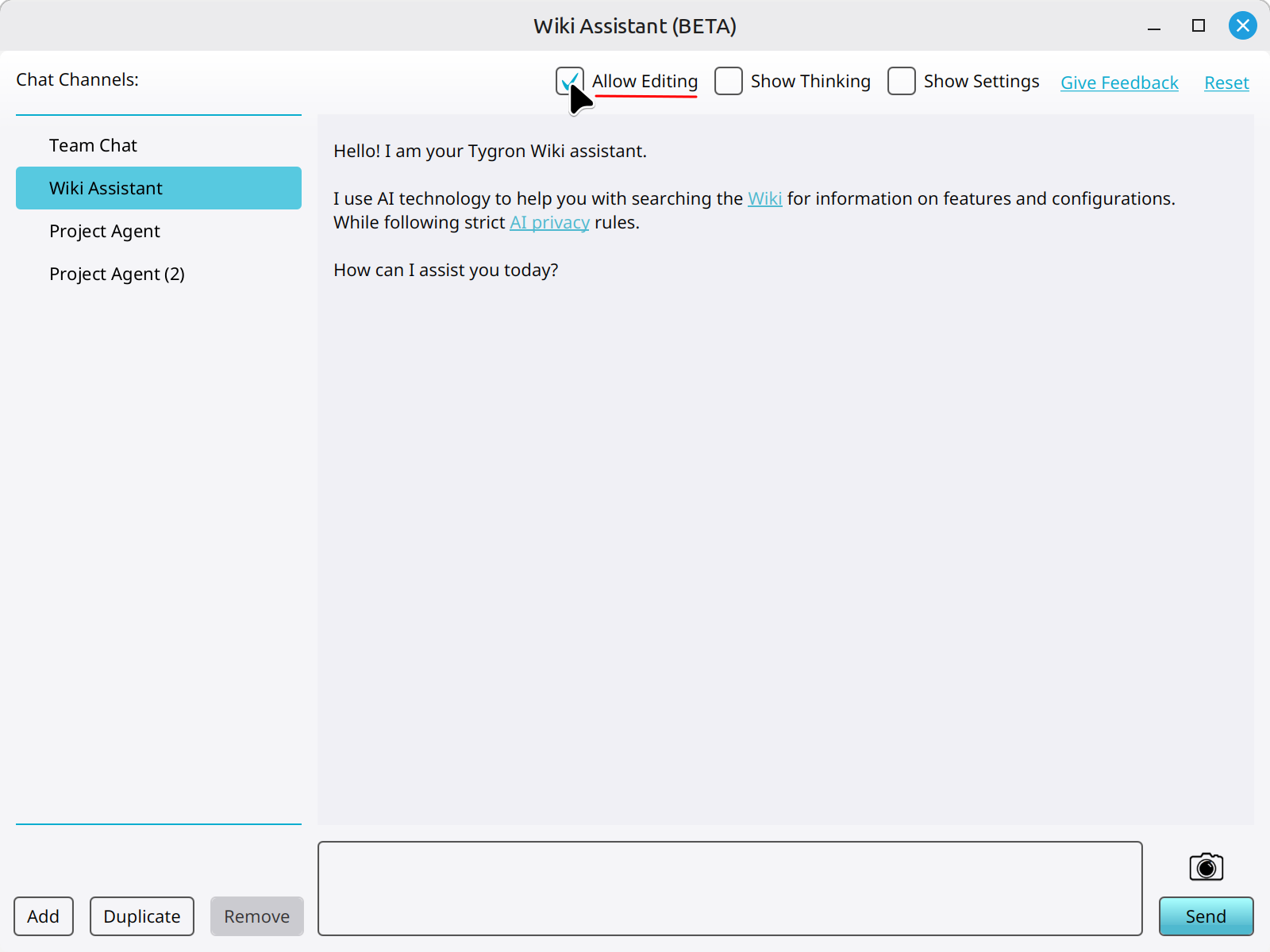 Clicking on the Allow Editing checkbox to allow AI Agents to gain access to the session and edit your project.