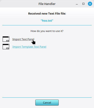 Importing the installer as a new Text Panel.