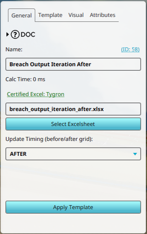 Adjusting the timing set for the Template Excel Panel.