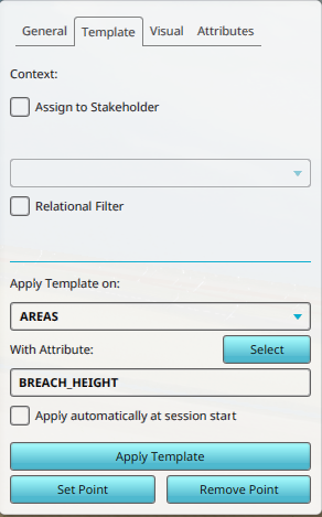 Template settings set on Areas with Breach Height attribute.